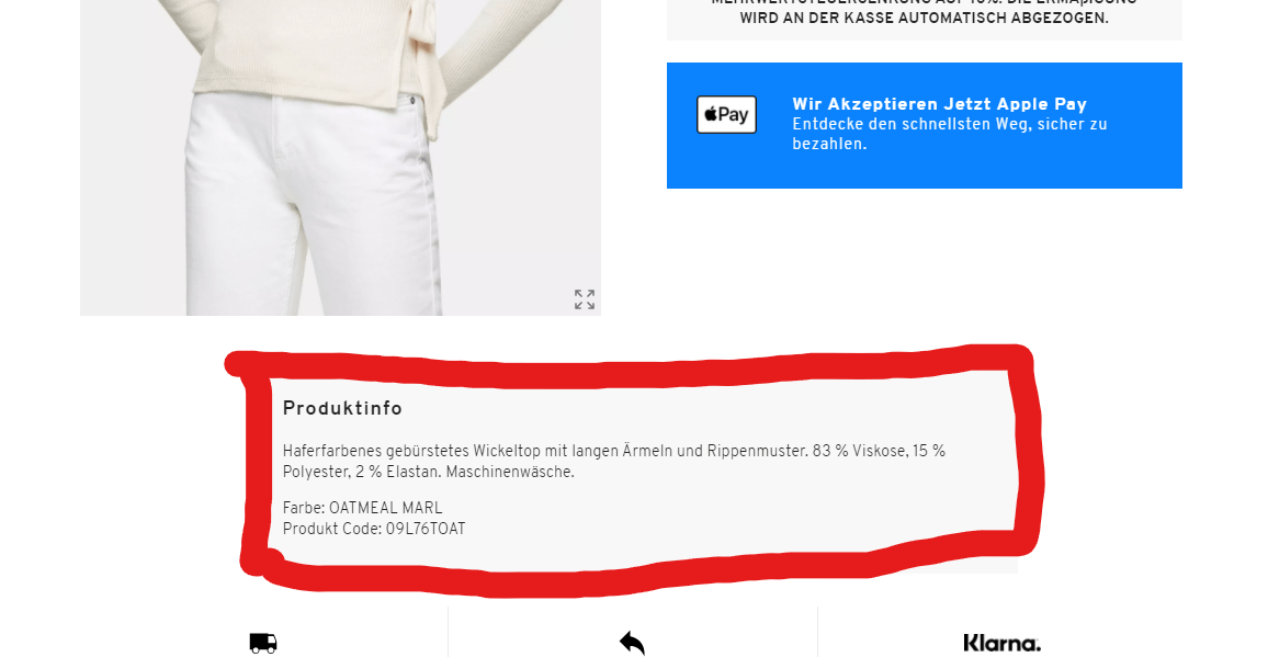 Produktseite Beispiel Onlineshop |